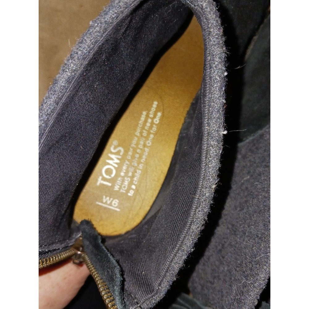 Toms Gray & Black Suede & Wool Leila Ankle Booties, Size 6 - Picture 5 of 6